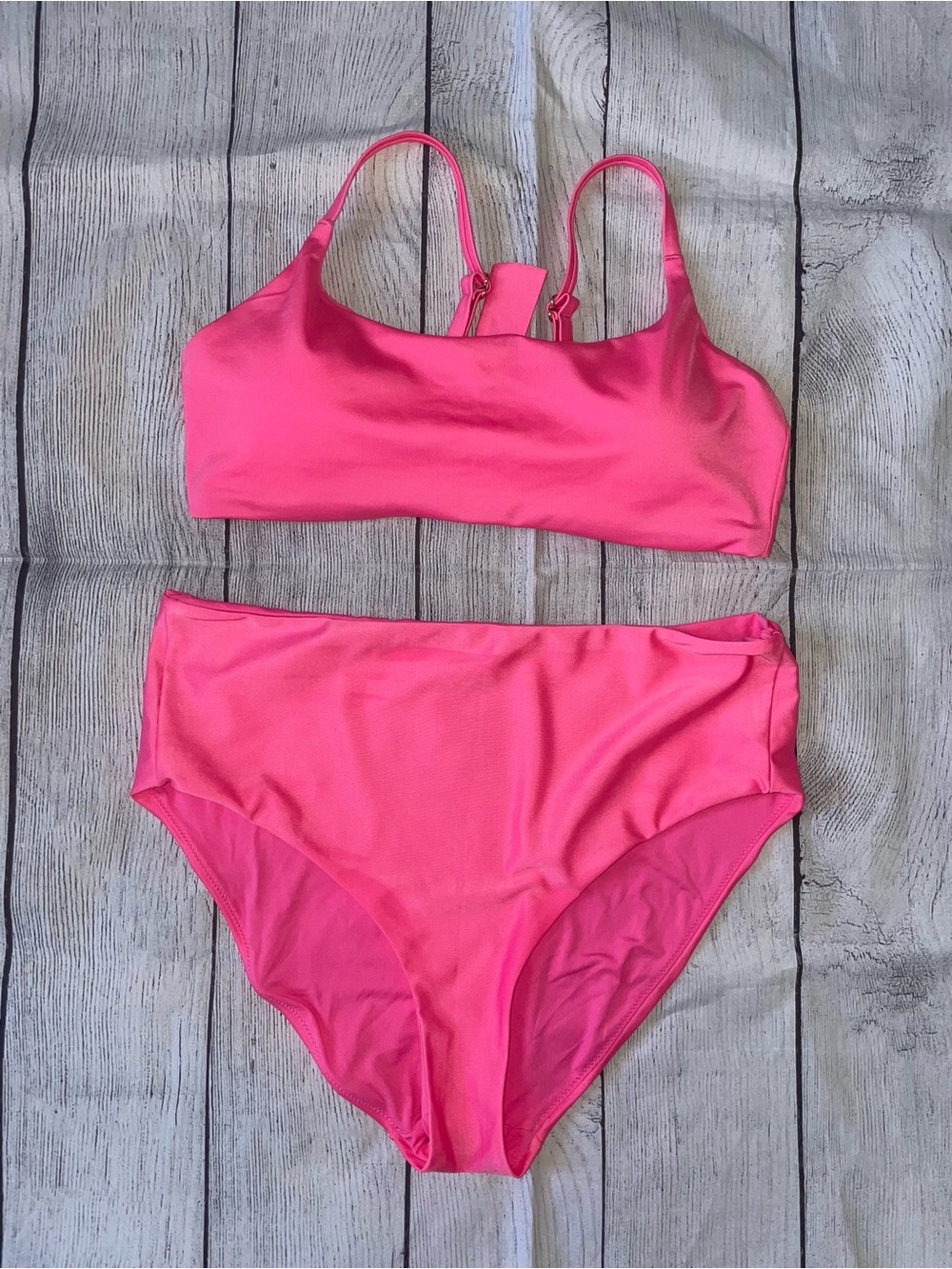 Quince Pink High-Waist Bikini Set - Classic Scoop Top